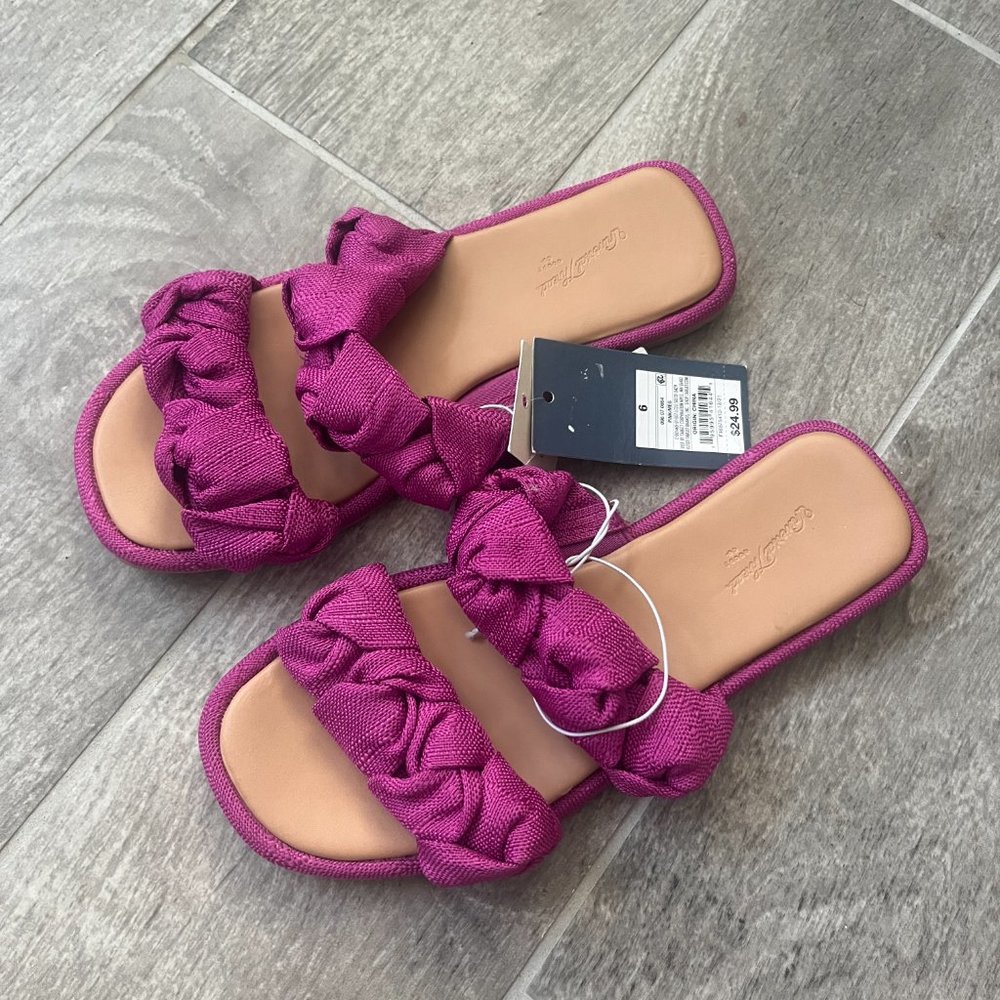 NWT Universal Thread Womens Meg Knotted Slide Sandals, Pink Size 6